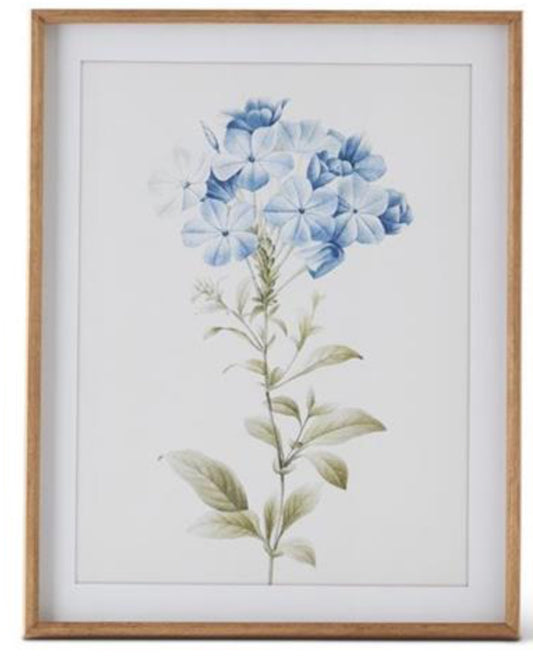 27.5 INCH WOOD FRAMED BLUE & GRAY FLORAL PRINTS