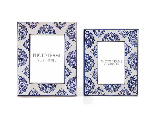 Blue and White Ceramic Photo Frame