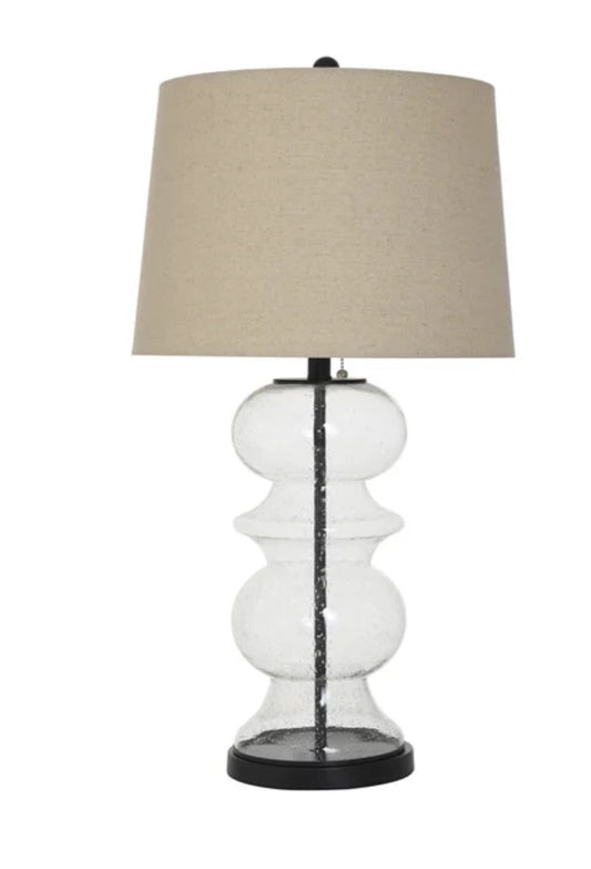 Clear seeded transitional table lamp