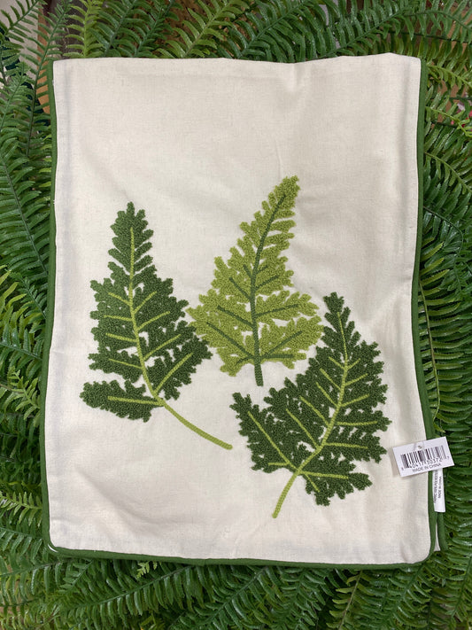 72” embroidered fern table runner