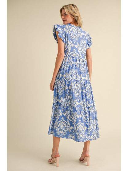 Blue paisley print dress