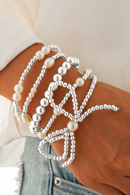 LDC Bow Knot Pearl Beaded Multi Layered Bracelet Set