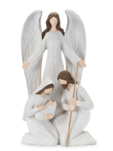 HOLY FAMILY W/ANGEL 16”H