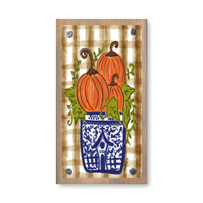 Blue Willow Pumpkin Stack Driftwood Happy Block
