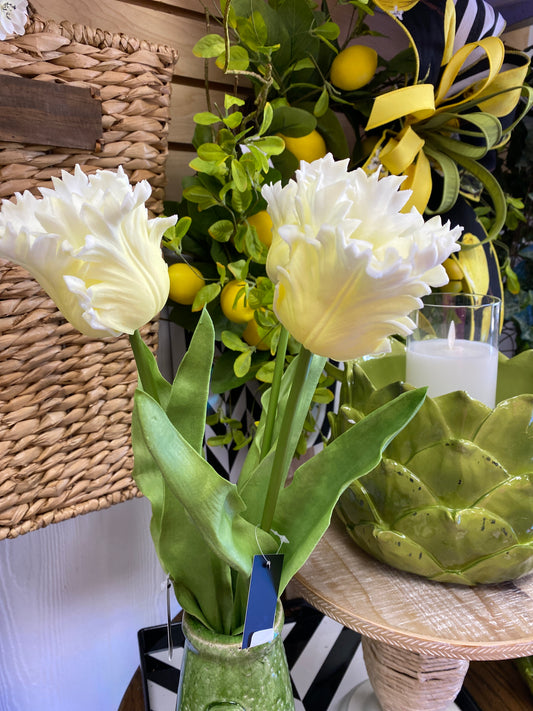 23 Inch Yellow Real Touch Parrot Tulip