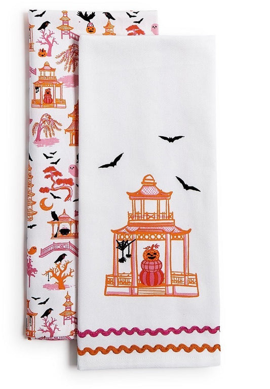 Haunted Pagoda Set of 2 Dish Towels Includes