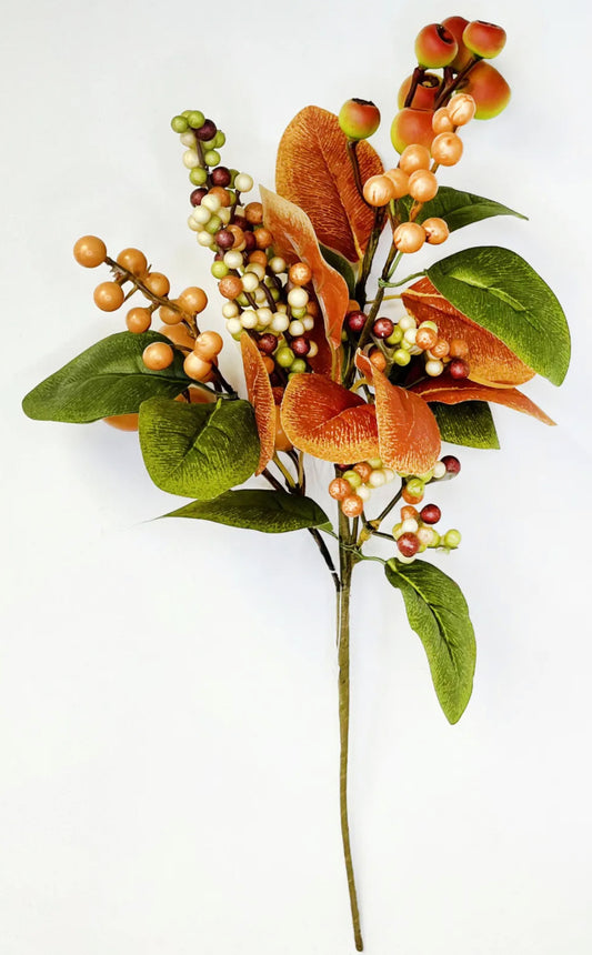16” berry leaf spray