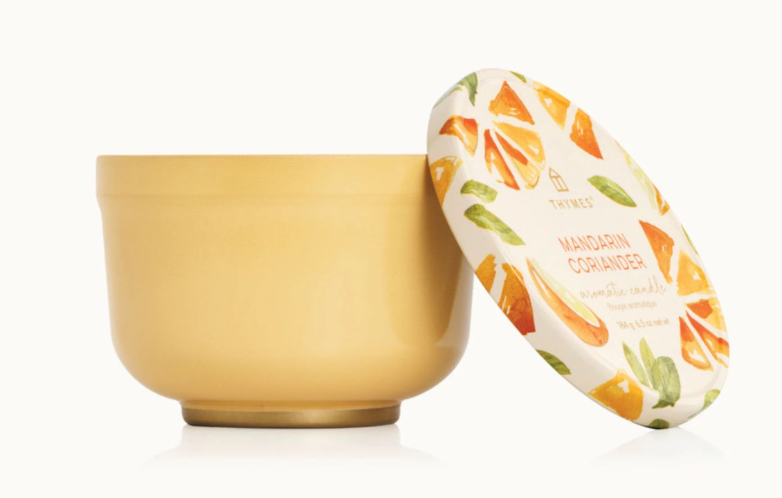 Mandarin Coriander Poured Candle Tin, Printed Lid