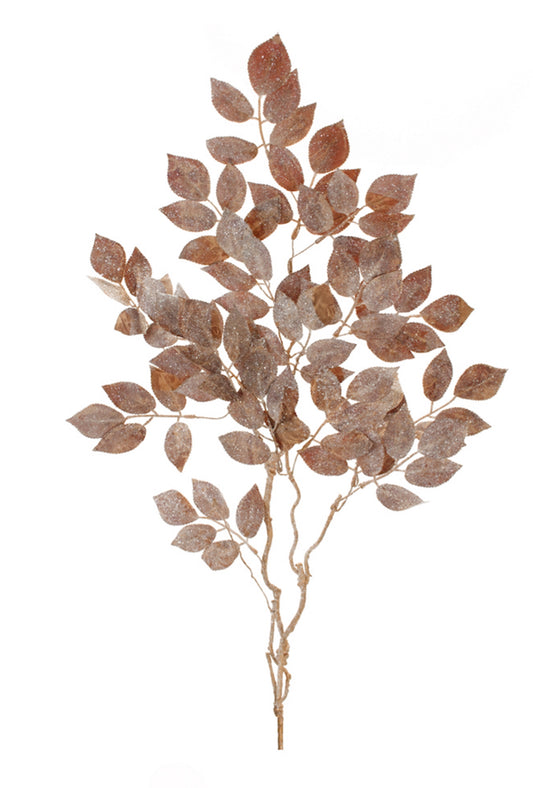 38” glitter leaf spray
