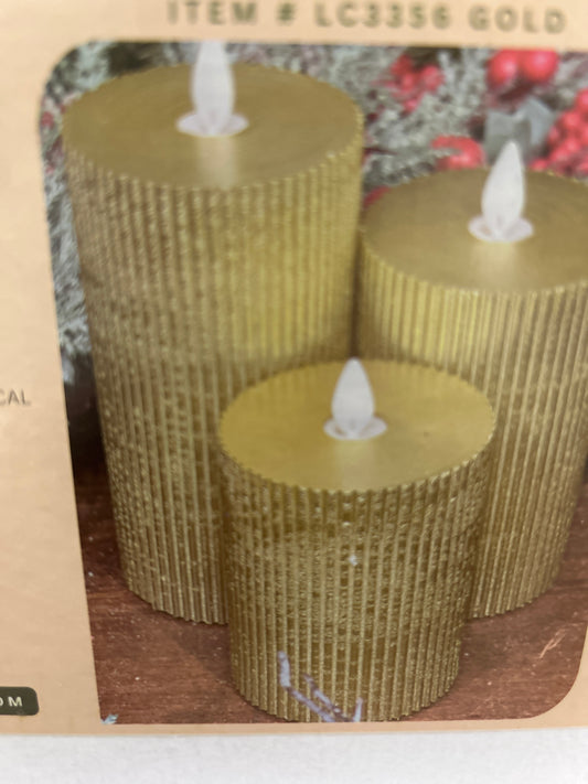 Ribbed led pillar candle
