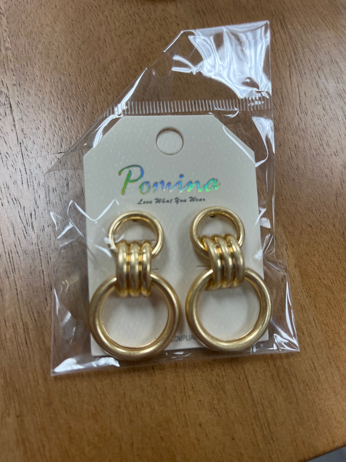 Open double ring stud earring