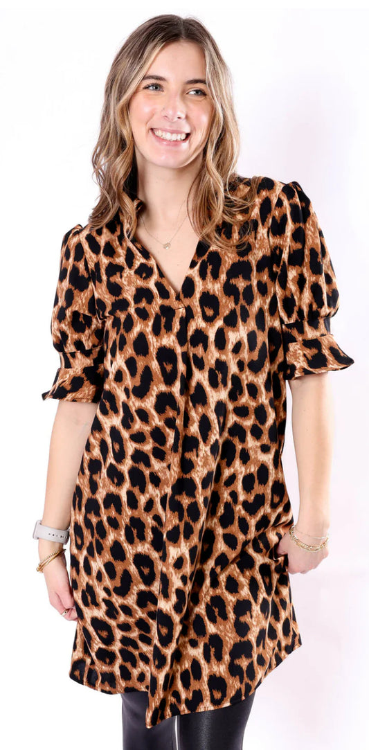 Leopard print terry dress