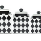 Square Black & White Harlequin Lidded Containers