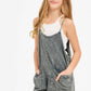 Two Pocket Mineral Wash Overall Romper / Onesieu