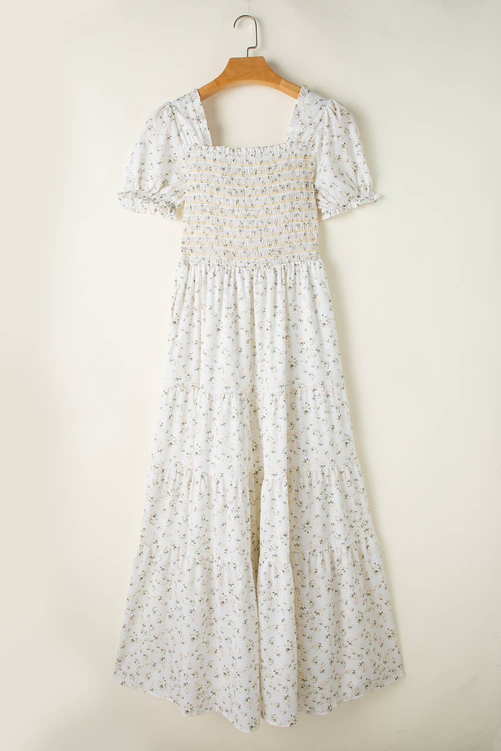 Boho Floral Print Ruffled Shirred Tiered Maxi Dress | S-XL
