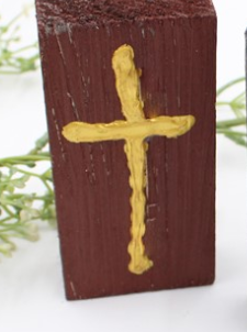 2x4 Wood Block With Hand Painted Cross