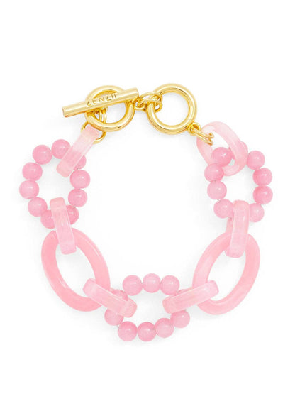 Glass Bead and Resin Link Toggle Bracelet