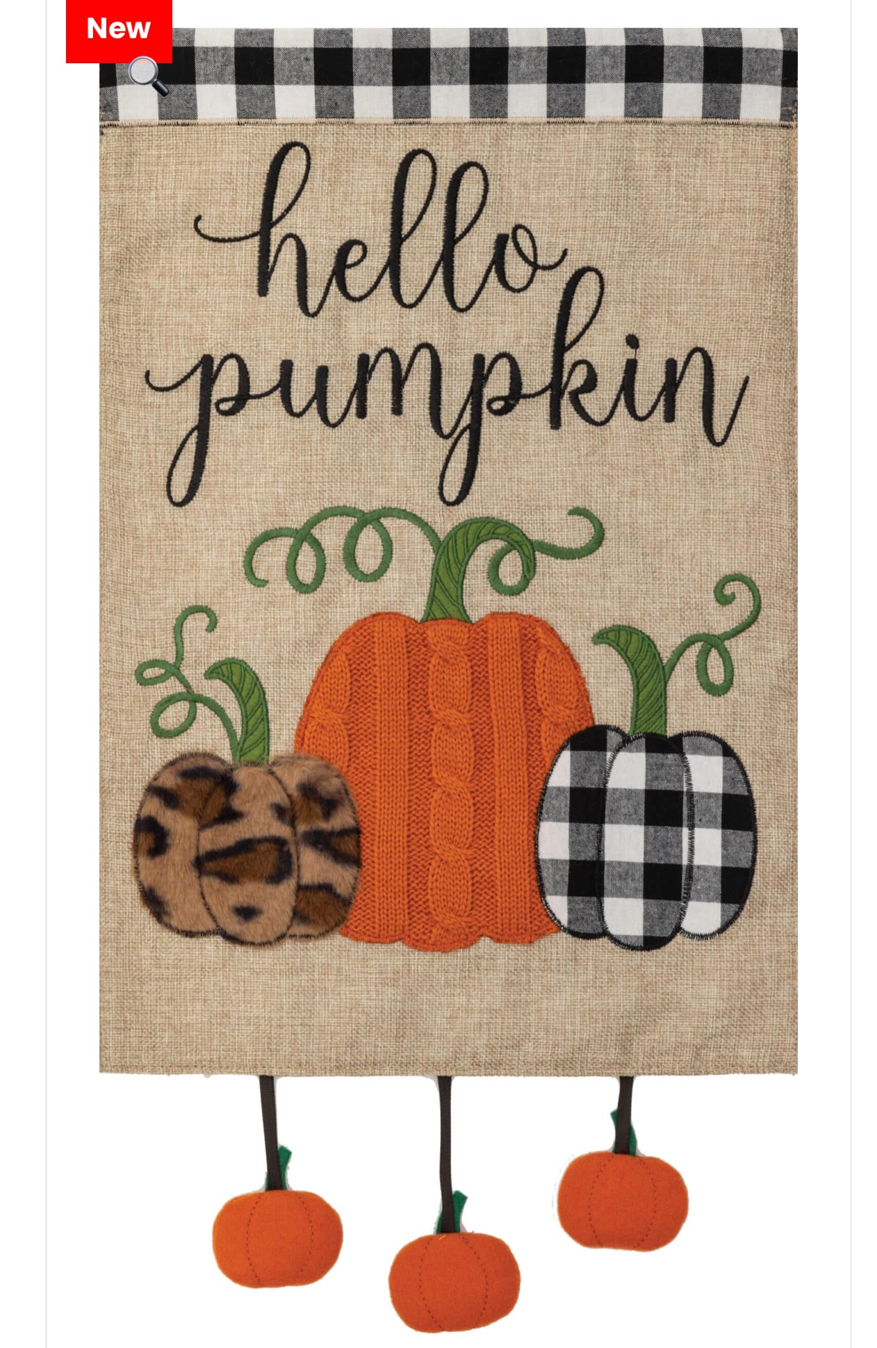 Hello pumpkin burlap flag