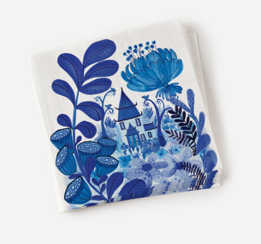 Blue and white napkin paper
