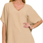 Woven Airflow V-neck Dolman Short Sleeve Top