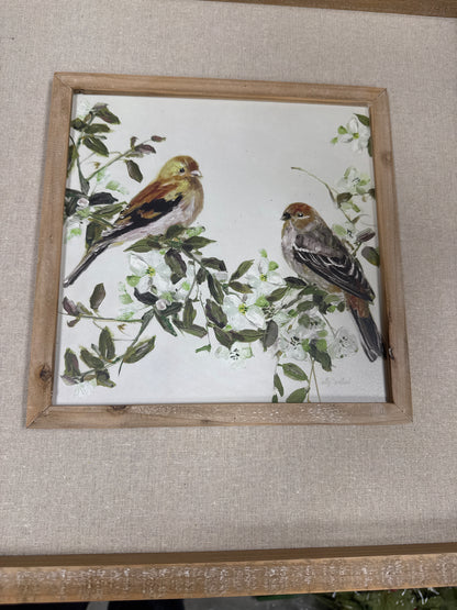 18" Birds on a Branch Framed Wall Art