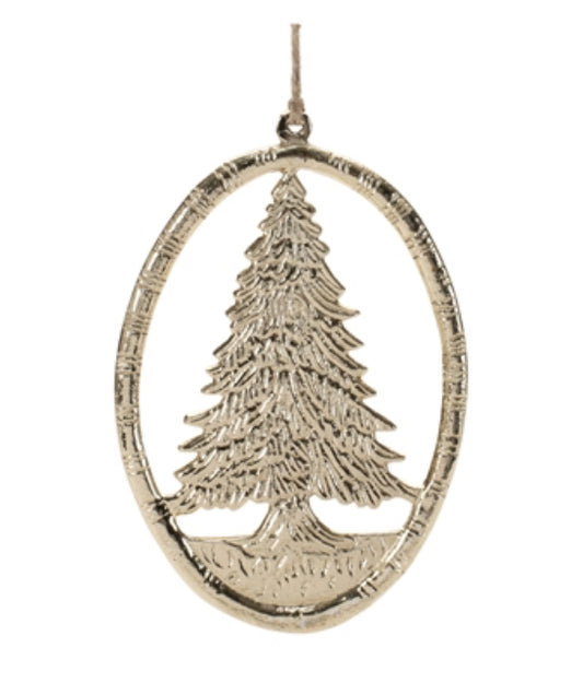 OVAL TREE ORNAMENT 6”H ALUMINUM