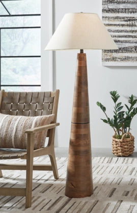 Wood floor lamp