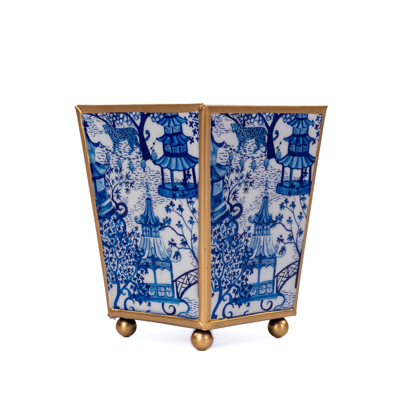 Garden Party Enameled Square Cachepot Planter