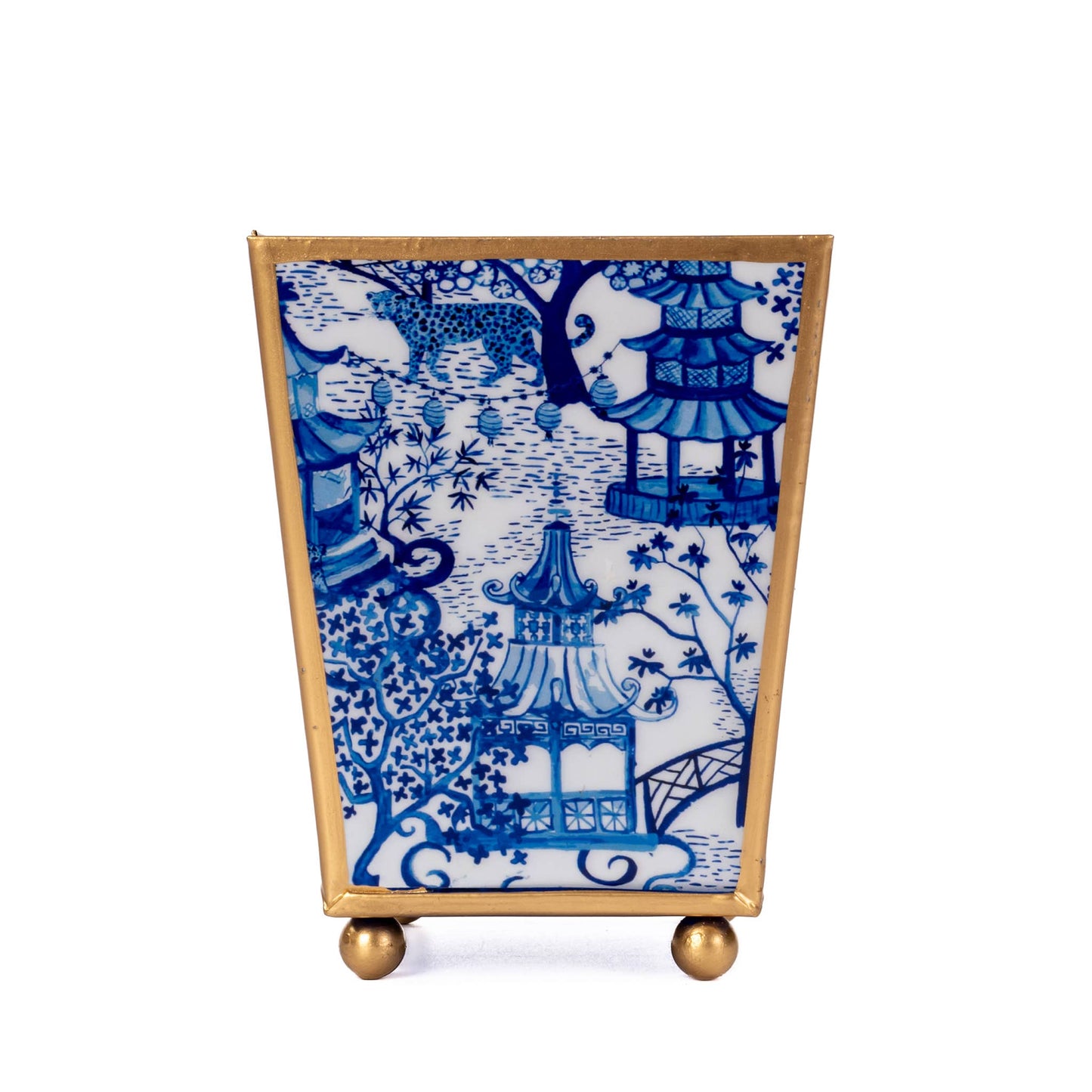 Garden Party Enameled Square Cachepot Planter