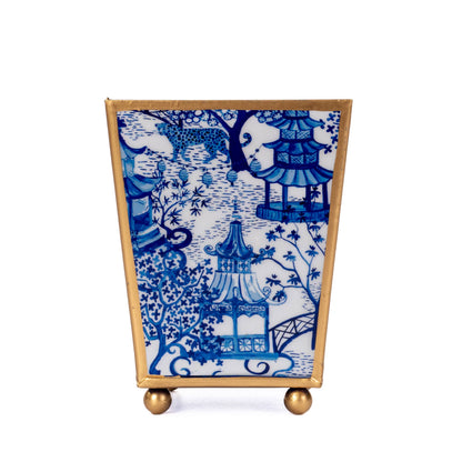 Garden Party Enameled Square Cachepot Planter