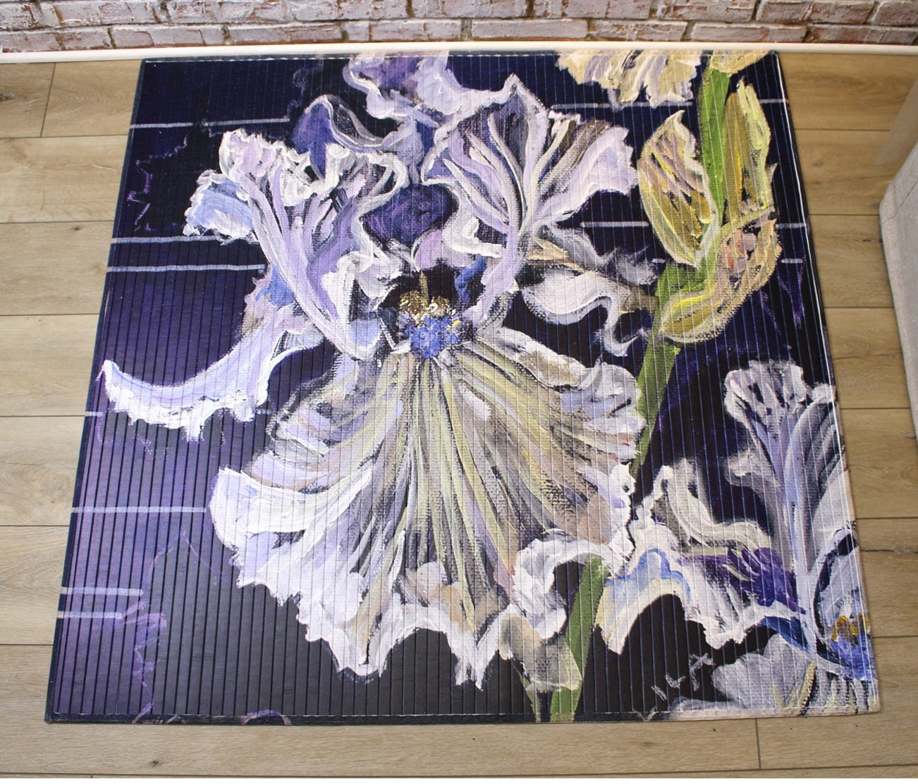 46x46" Bamboo Mat, Irises