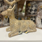 farmhouse holiday resting block print deer figurine