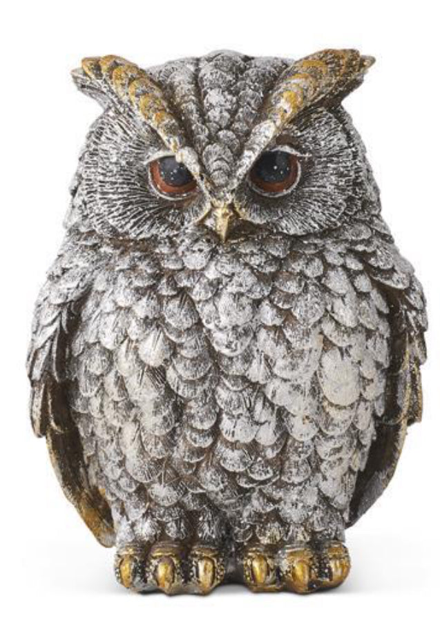 Silver and Gold Metallic Resin Owls