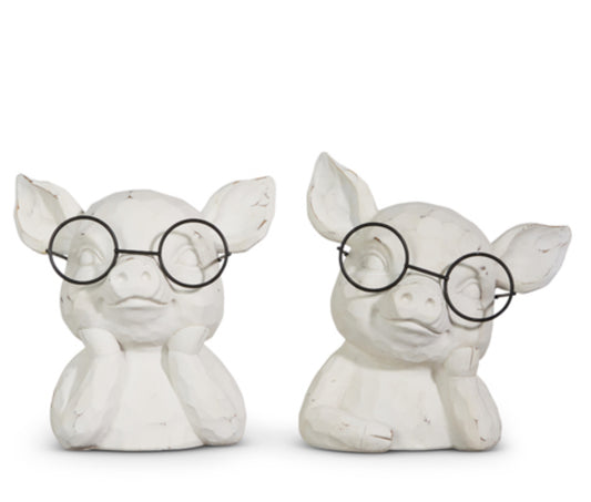 7" Pig in Glasses Bust
