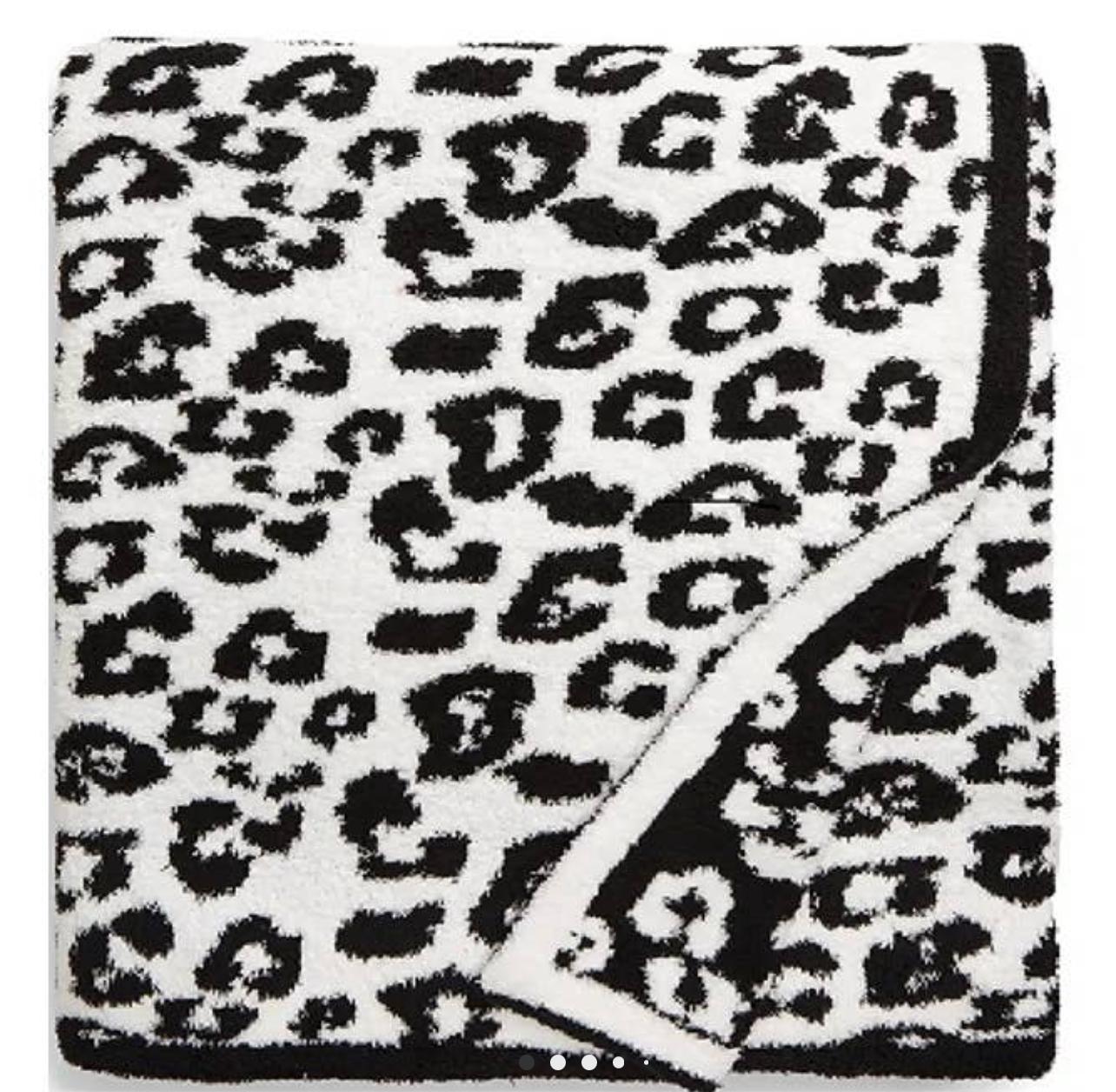 Leopard knit plush blanket