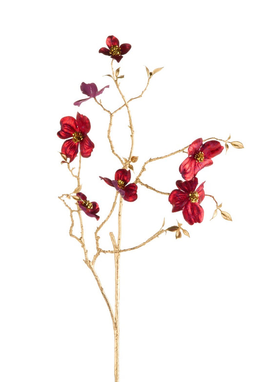 35" Burgundy Dogwood Spray
