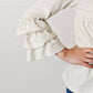 Kids Cream Ecru 3 Ruffle Sleeve Blouse Winter Shirt