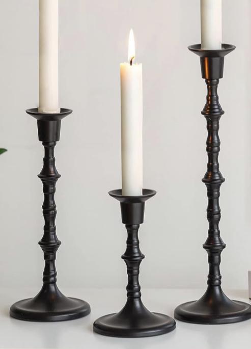 black taper candle holders