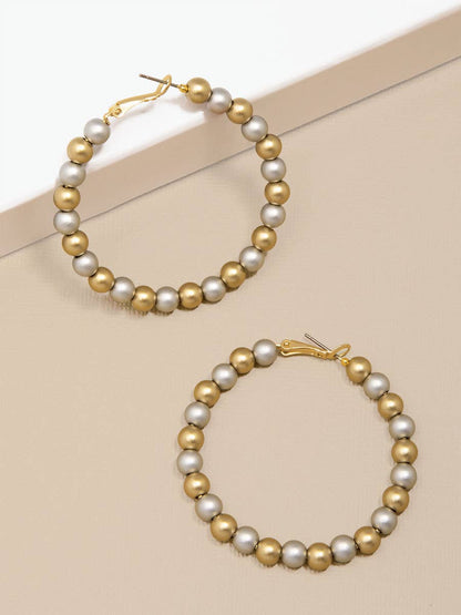 Matte Metal Beaded Hoop Earring