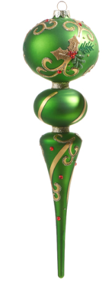 11.5" Holly Leaf Finial Ornament