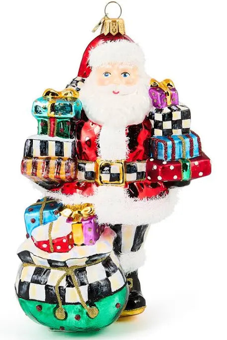 Santa with gifts ornament