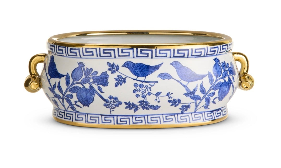 6.5" Blue Bird Planter With Handles