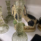 Vintage Green Hobnail Candlesticks