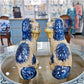 STAFFORDSHIRE FLOWER BASKET DOGS-BLUE -PAIR