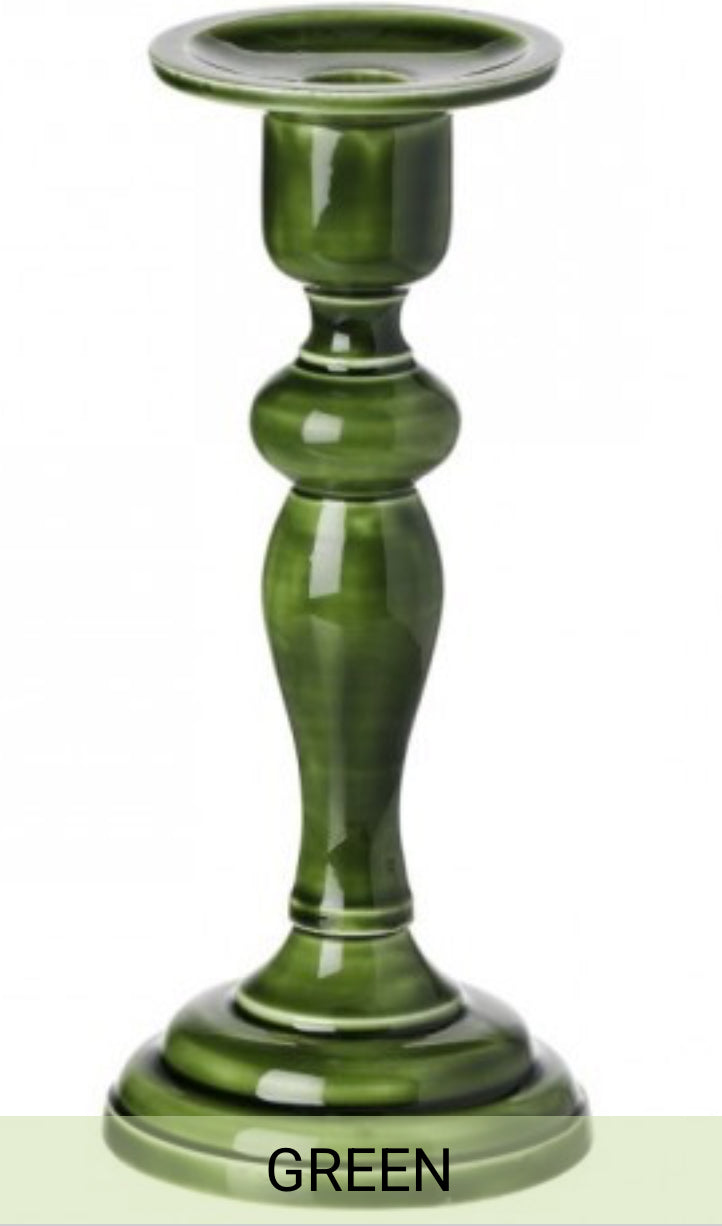 Metal Enamel Green Candlesticks