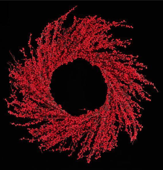 26"DIA DELUXE MINI BERRY TWIG WREATH RED