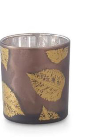 Brown mirrored interior votive w gold birch