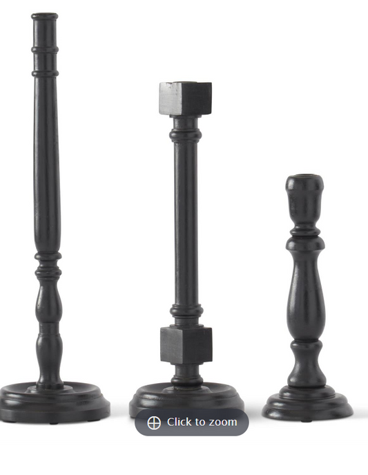 Black Wood Taper Candleholders