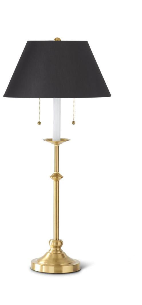 Antique brass metal lamp/black shade