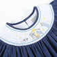 Dark Blue Nativity Smocked Bishop Dress